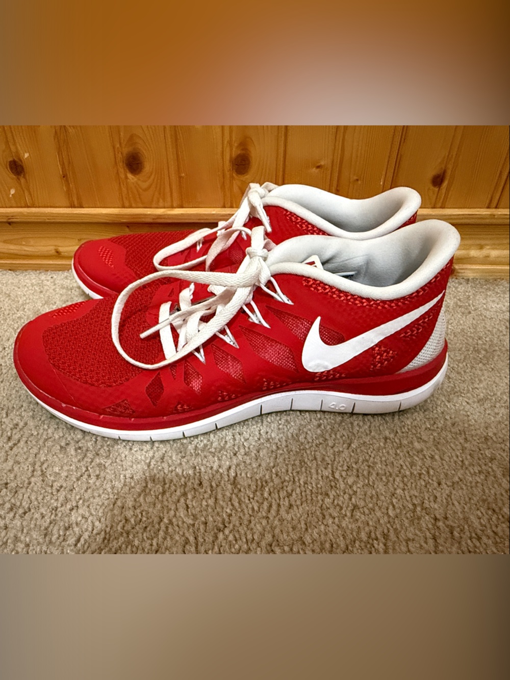 Nike Women’s Red Athletic Sneakers with White Swoosh